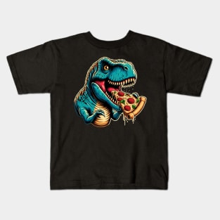 Tyrannosaurus Rex Eating Pizza Kids T-Shirt